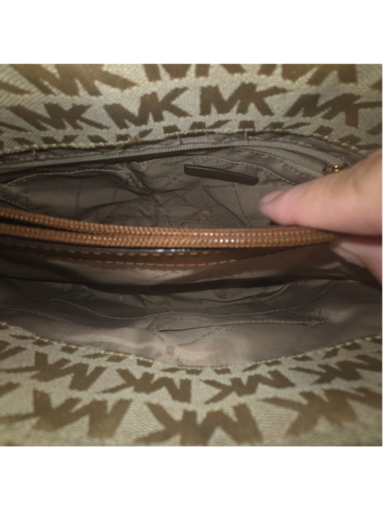 Vintage Michael Kors Monogram Tote | Tan w/Leather Trim  Michael Kors Tan Monogram Tote